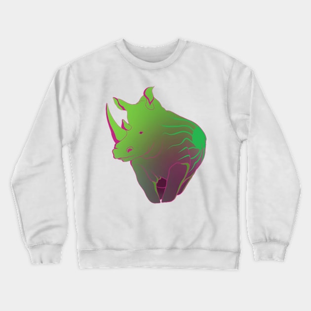 Neon Rhino Crewneck Sweatshirt by sarahburnsstudio